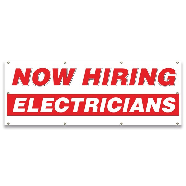 Now Hiring Electricians Banner Apply Inside Accepting Application Single Sided
